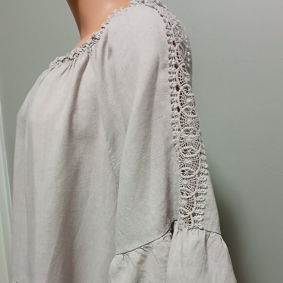Terzo Millennio Linen Tiered Dress Extra Large Size 0X Made in Italy Lace Accent - Picture 6 of 14